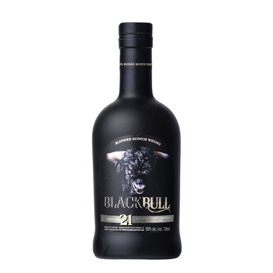 Black Bull 21 year blended Scotch whisky bottle