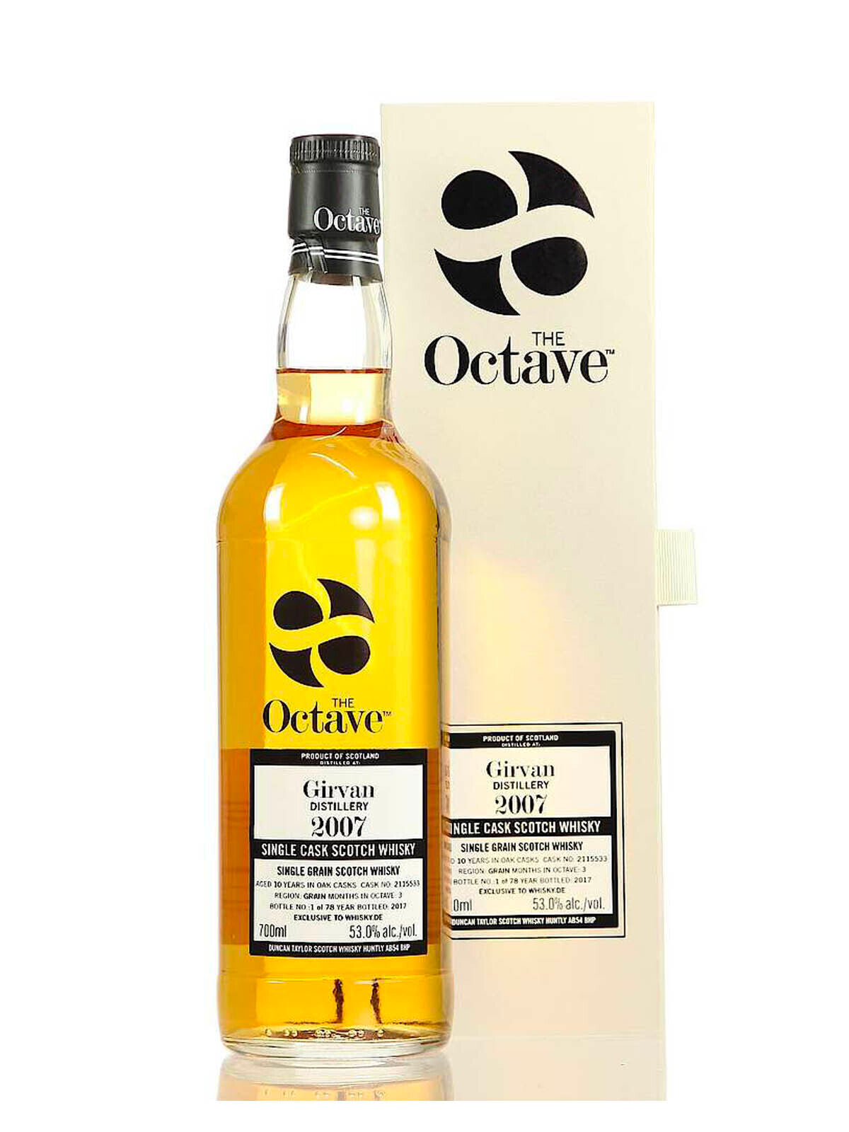 The Octave Girvan 2007 11 Year Old Single Grain Scotch Whisky Cask #2117967 52.5% ABV 750mL