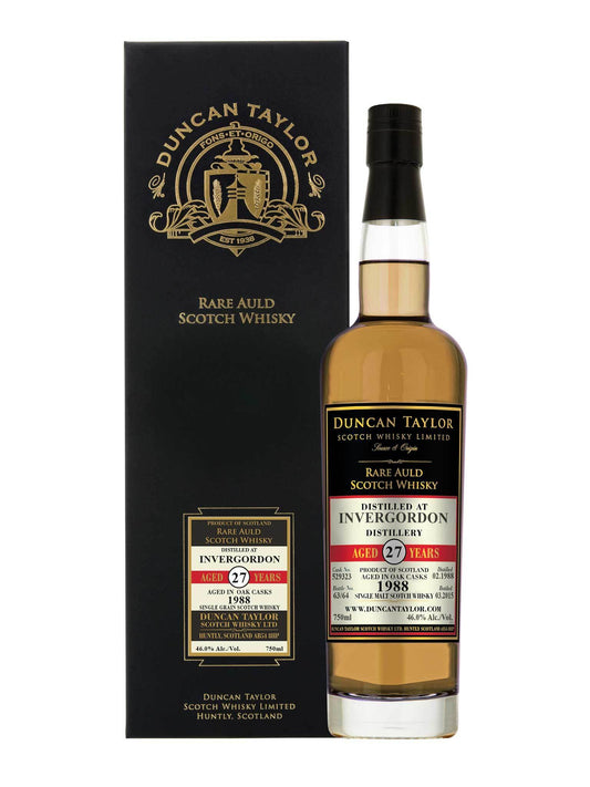 Duncan Taylor Rare Auld Grain Invergordon 1988 27 Year Old Scotch Whisky Cask #529323 46% ABV 750mL