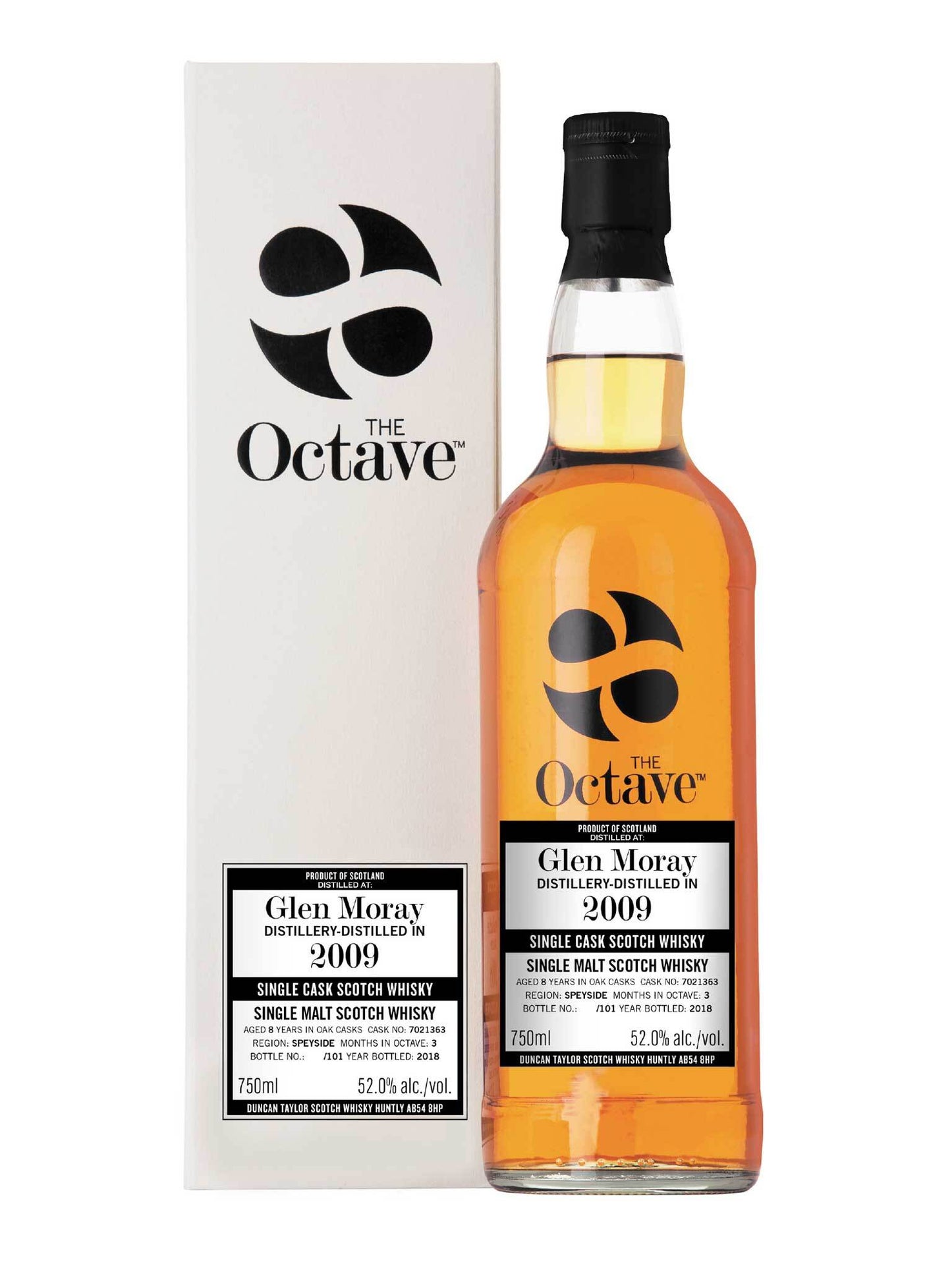 Octave Glen Moray 2009 8 Year Old Single Malt Scotch Whisky Cask #7021353 52% ABV 750mL