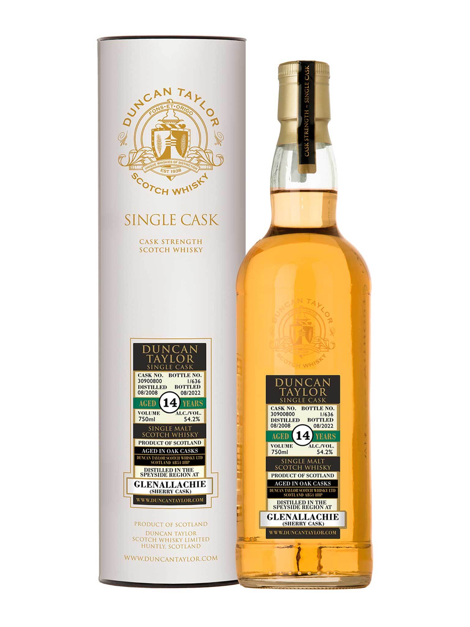 Duncan Taylor Glenallachie 2008 14 Year Old Sherry Cask #30900800 54.2% ABV 750mL