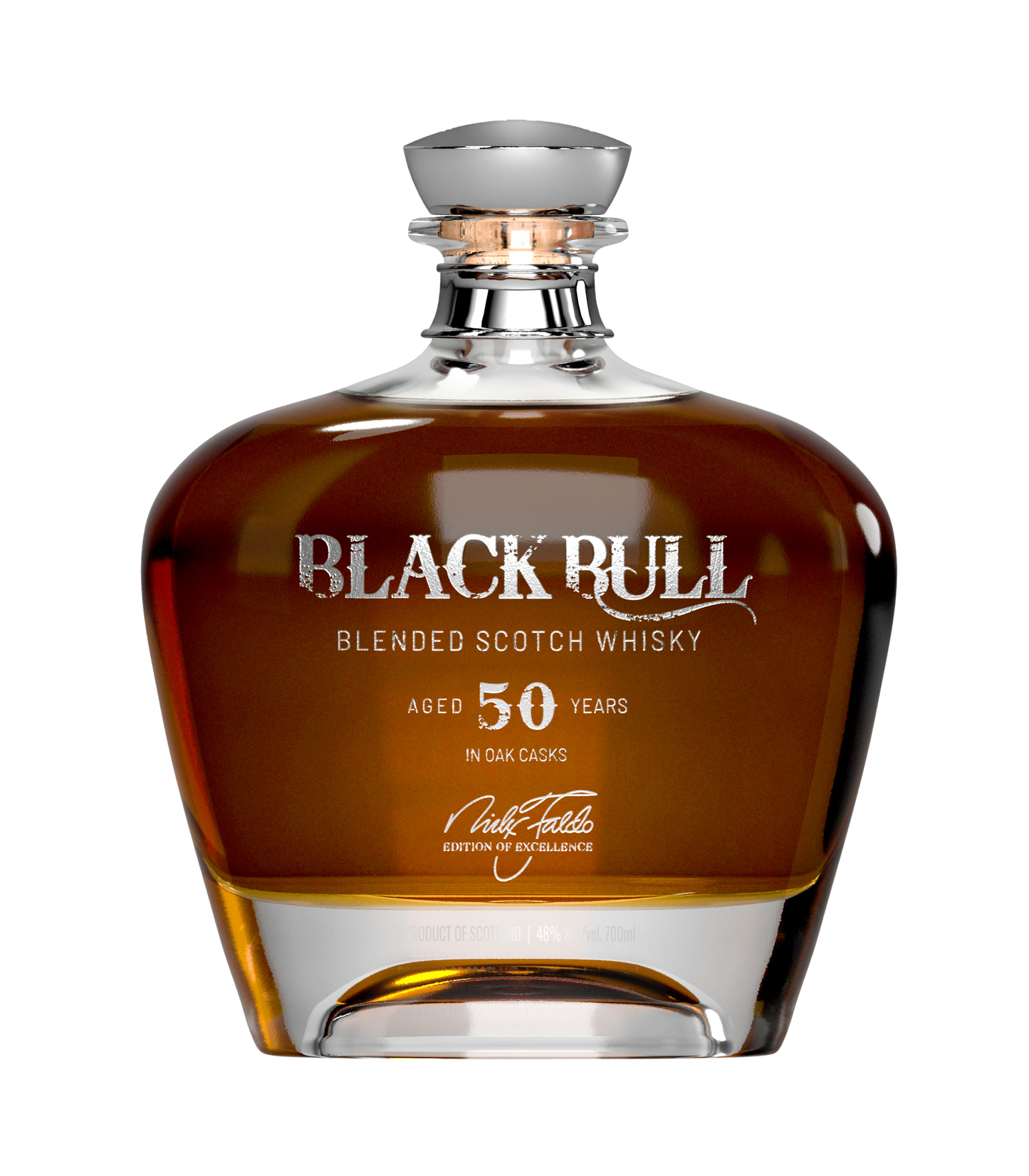 Black Bull 50 year blended Scotch whisky bottle Tale of Two Legends